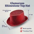 thumbnail image 2 of Dress-Up-America Top Hats for Men and Women - Rhinestone Top Hat for Adults - Elegant Costume Magician Hat (Red), 2 of 6