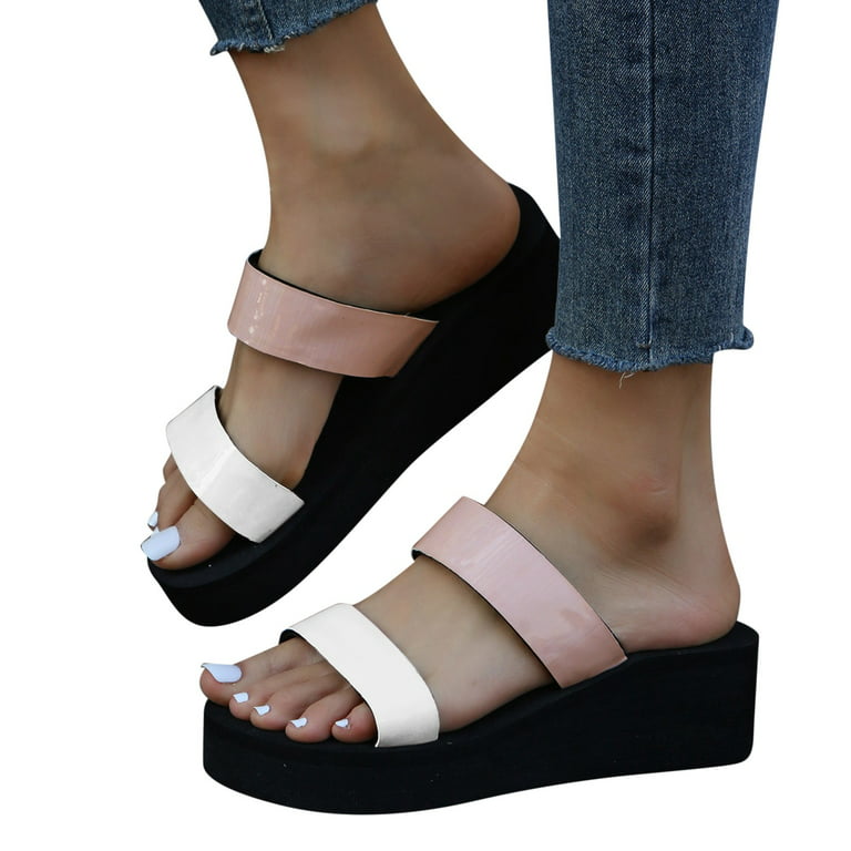 VBARHMQRT Womens Dress Sandals Comfortable Slope Heel Thick Bottom