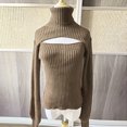 thumbnail image 4 of VNKIDY Women Turtleneck Sweater Solid Color Turtleneck Sweater Soft Ribbed Knit Puff Long Sleeve Fitted Top For Daily Wear Fashionable Knitwear, 4 of 4