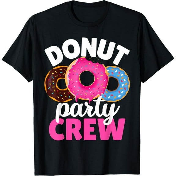 Funny Donut Party Crew Family Girl Birthday Dad Mom Squad T-ShirtMen's and women's pure cotton short-sleeved shirts