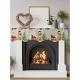 thumbnail image 2 of Christmas Dog Fireplace Mantle Scarf, Xmas Tree Poinsettia Botanical Linen Texture Mantel Cover Table Runner for Home Living Room Door Window, Indoor Outdoor Holiday Party Decor 17" x 60", 2 of 6