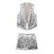 thumbnail image 5 of HH TRAF Ropa de verano para mujer, cárdigan de lentejuelas de dos colores a la moda, chaleco corto + minifalda de cintura alta con cremallera en la espalda para mujer, traje para mujer, 5 of 5