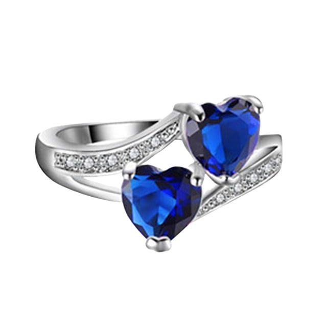 Riforla Cute Rings for Women Silver Cubic Zirconia Ribbon Mini Bow Knot Wedding Promise Rings Plated Engagement Rings Stackable Wedding Rings for Her Birthday Mini Present Womens Jewelry Blue