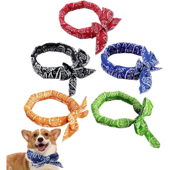 Dog Cooling Bandana 5 Pack, Reusable Ice Neck Wrap Collar for Summer Outdoor Walks