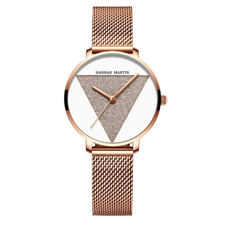 Hannah Martin HM 1332 Women Watches Fashion Quartz Movement Stainless Steel Rose Gold Waterproof Wrist Watches Walmart