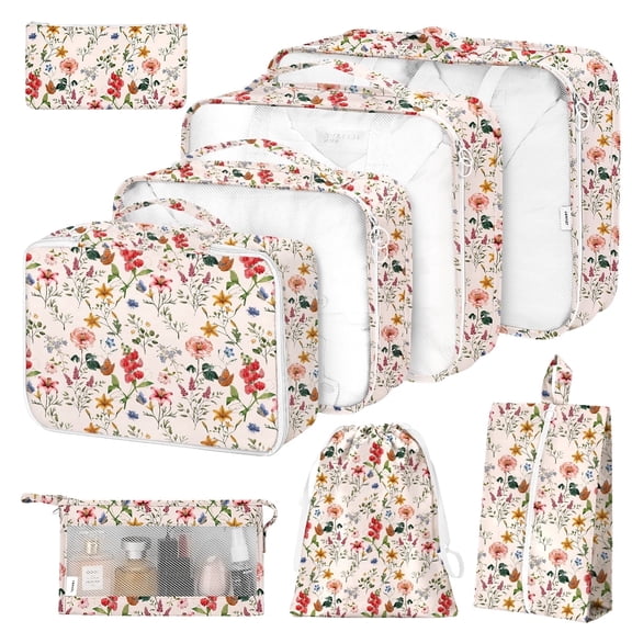 Livhil 8Pcs Packing Cubes for Luggage, Travel Packing Organizers Packing Cubes for Travel (Retro Flower)
