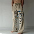 thumbnail image 4 of Mens Pants with Elastic Waist Casual Mens Wide Leg Pants Printed Lace-Up Casual Pants Wide Leg Pants Sweatpants Full Length Pants Elastic Waist Pants for Men Elastic Waist Pants Men, 4 of 5