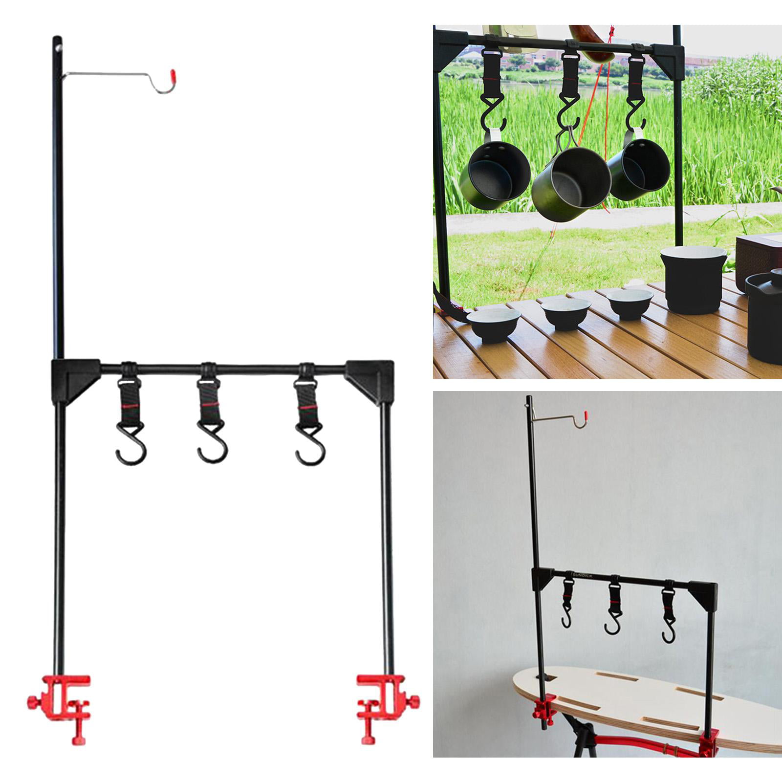 47.2 in. Tall White Outdoor Camping Lantern Tripod Stainless Steel Hanging  Pot Rack with Storage Bag