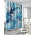 thumbnail image 3 of Fsddascl Blue Grey Marble Shower Curtain Set - 36" x 78" Washable Bathtub Curtain with 12 Hooks, Modern Geometric Textured Waterproof Fabric Stall Shower Curtains for Bathroom/Bathtub Décor, 3 of 6