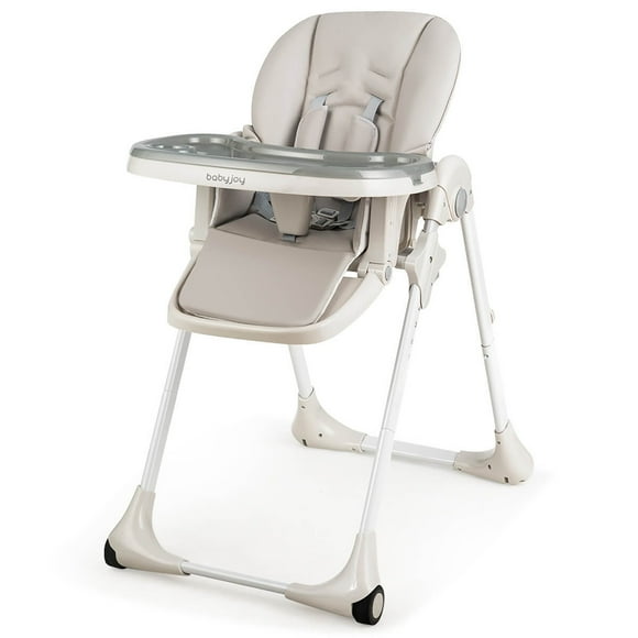 Gymax Baby High Chair w/ 7 Height & 3 Footrest Adjustable Cup holder 2 Wheels