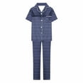 thumbnail image 5 of Tnhcen Women's Summer Plaid Two-piece Pajama Set Sleepwear Loungewear Button-Down Nightwear Homewear Sets S-2XL, 5 of 6
