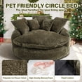 thumbnail image 4 of Aukfa 55" Oversized Round Chaise Lounge Chair, Fluffy Deep Seat Cloud Floor Sofa, Modern No Assembly Couch, Olive, 4 of 8