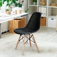 thumbnail image 3 of Costway Set of 4 Plastic Hollow Out Chair Mid Century Modern Wood-Leg Seat Black, 3 of 12