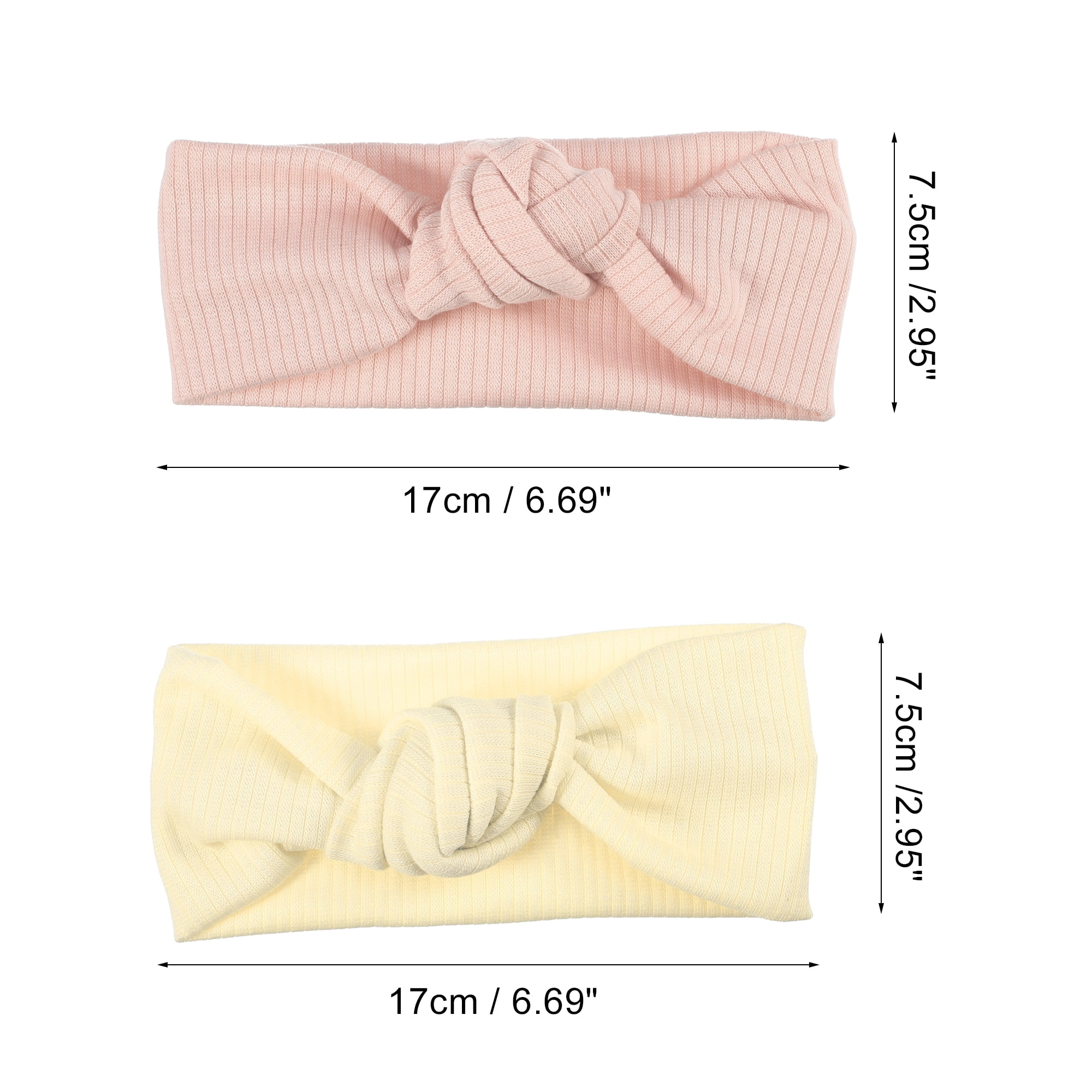 Unique Bargains Fashion Stripe Headbands for Girls 6.69"x2.95" 2 Pcs Pink, Beige