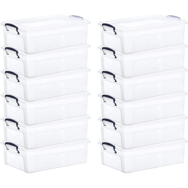 Clear Storage Bins with Lids, Small Stackable Storage Boxes with