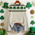 thumbnail image 2 of St Patricks Day Sweater Women Long Sleeve Crewneck Irish Oversized Pullover Plus Size Sweater, 2 of 8