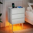 thumbnail image 6 of Kadyn Bedroom Night Stand,Nightstands,Bedside Table,2 Pack Modern Nightstand with Charging Station, Bedside Tables with LED Light and 3 Drawers, White, 6 of 11
