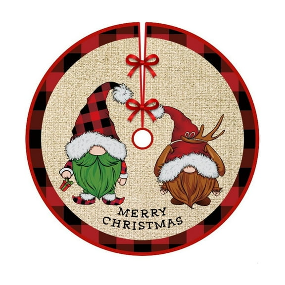 Cheapark 47/35 Inch Christmas Tree Skirt - Delicate Christmas Dwarf Print, Festive Bottom Decor for Holiday Tree