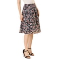 thumbnail image 4 of Unique Bargains Jupe Midi à Volants Superposés à Imprimé Floral pour Femme, Bleu Foncé, S, 4 of 7