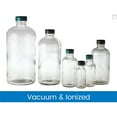 thumbnail image 1 of 16 oz Clear Boston Round Bottles with 28-400 Black Phenolic Poly Cone Lined Cap, Vacuum & Ionized - Pack of 12, 1 of 1