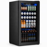 Auseo 126 Can Beverage Refrigerator with Glass Door,Mini Beverage Fridge for Home/Office/Bar,17.91"D,31.1"H,Black