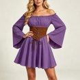 thumbnail image 6 of Women Dress Off Shoulder Renaissance Costume Corset Dresses Bell Sleeve for Fairy Goth Halloween Medieval Party, S, 6 of 7