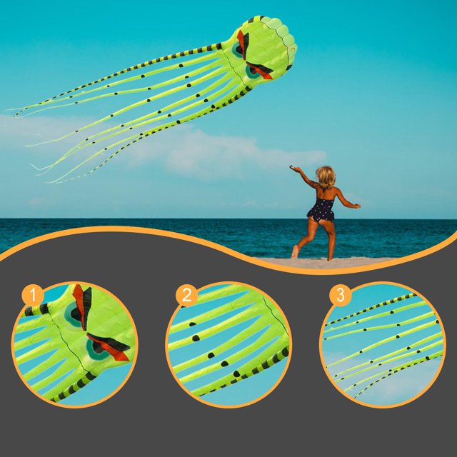 Kite enorme sábado fácil resistente a la lágrima Portable fácil de volar para adultos Sport Kite para actividades de playa de parque patio de Verde