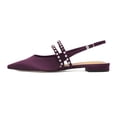 thumbnail image 2 of XYD Women Classic Rhinestone Dual Straps Satin Flats Closed Pointed Toe Studded Slingback Sandals Dating Shoes Size 12.5 Purple, 2 of 4