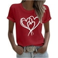 thumbnail image 2 of YueHuiYing Women's Valentine's Day Cartoon Heart Print Short Sleeve Round Neck Top Cute Graphic Tees T-Shirt, 2 of 5
