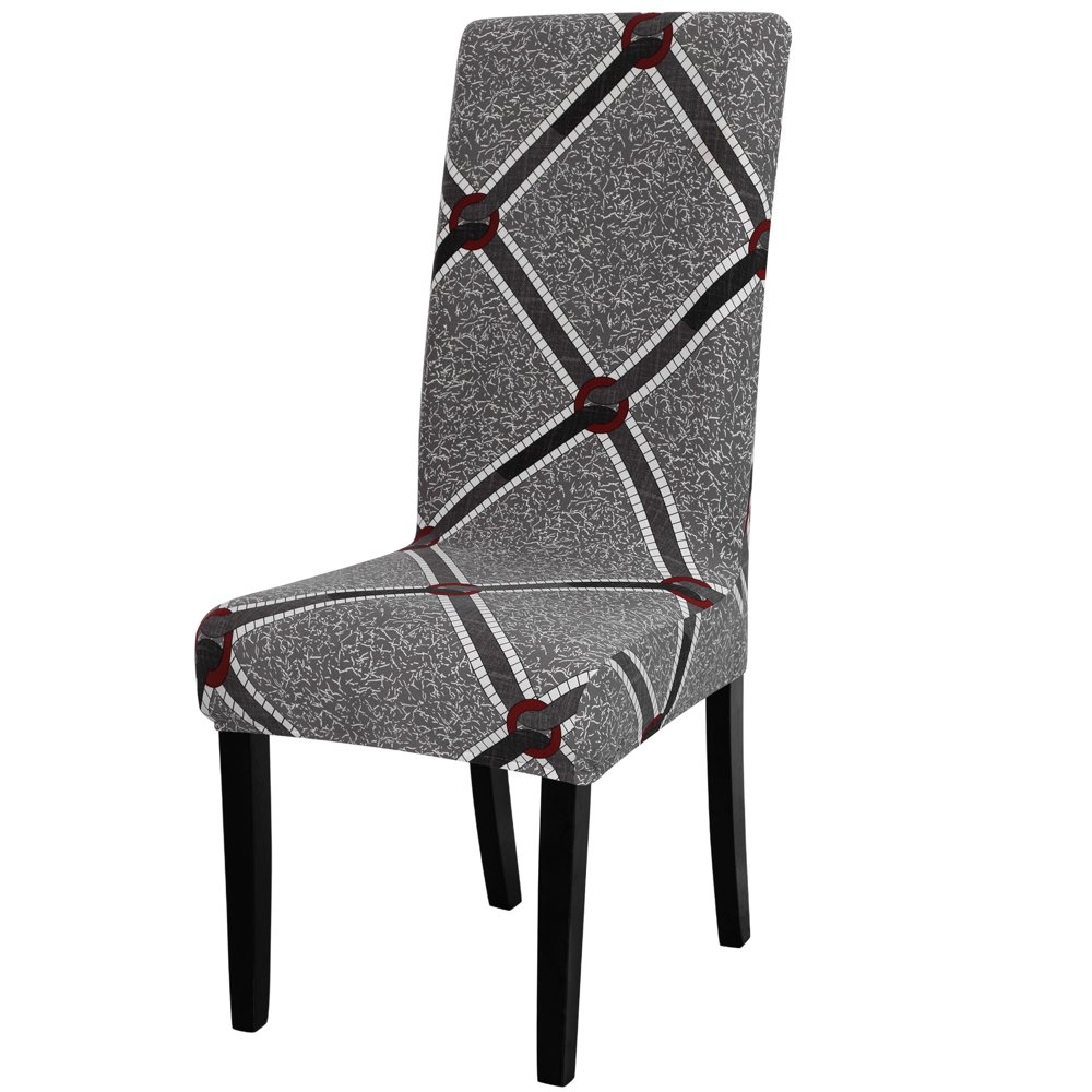Unique Bargains Geometric Pattern Dining Room Chair Cover Gray and