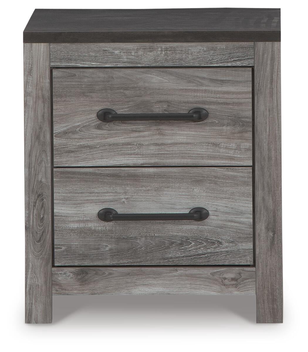 Signature Design by Ashley Contemporary Bronyan 2 Drawer Nightstand, Dark Gray