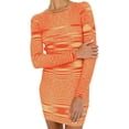 thumbnail image 3 of ITFABS Women's Long Sleeve Round Neck Abstract Print Knit Bodycon Mini Dress, 3 of 4