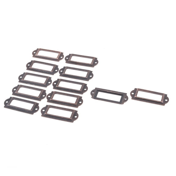 Home Metal Drawer Box Case Tag Label Card Holders Copper Tone 60 x 24mm 12 Pcs