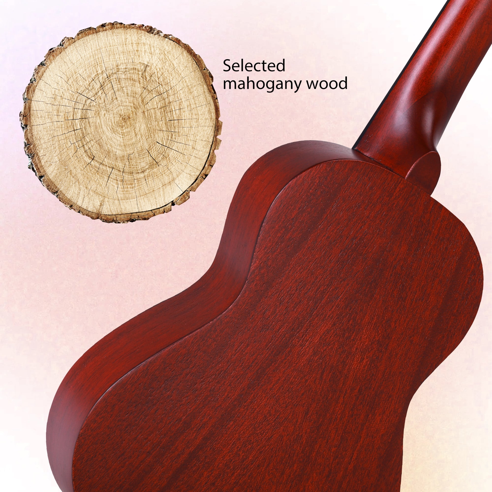 ADM Concert Ukulele 23'' Mahogany Hawaiian Ukulele Kit for Beginner Kid Adult with Free Lessons, Red