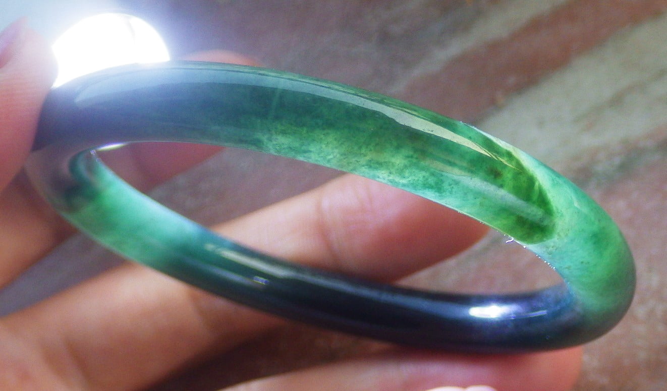 Icy Green Natural A JADE Jadeite Circle Bangle Bracelet 53 mm 699012 TN