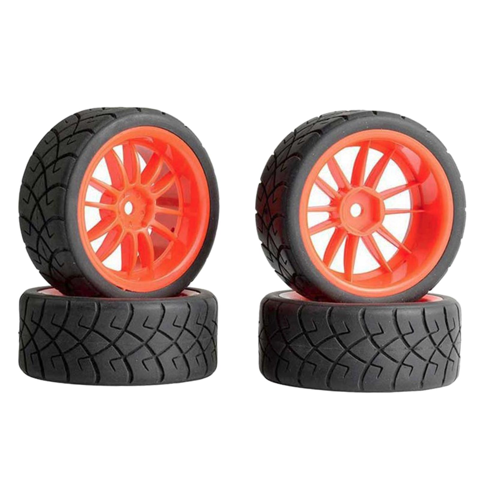 4pcs 1:10 Rubber Tire Remote Control Truck for 144001 124018 124019 for Remo 1631 Spare Parts , Red - image 1 of 7