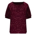 thumbnail image 3 of Miqool Women's Velvet Sequin Tops Short Sleeve Crewneck Sparkly Glitter T-Shirt Evening Party Club Sequin Tops Blouses, 3 of 6