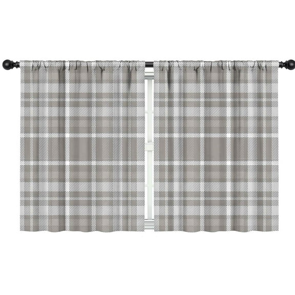 Blackout Kids Curtains,Gray White Plaid Checkered Pattern Childrens Insulated Curtains Set Of 2,Bedroom Essentials,Toddler Room Decor 42"x54"