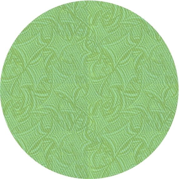 Ahgly Company Machine Washable Indoor Round Transitional Jade Green Area Rugs, 4' Round