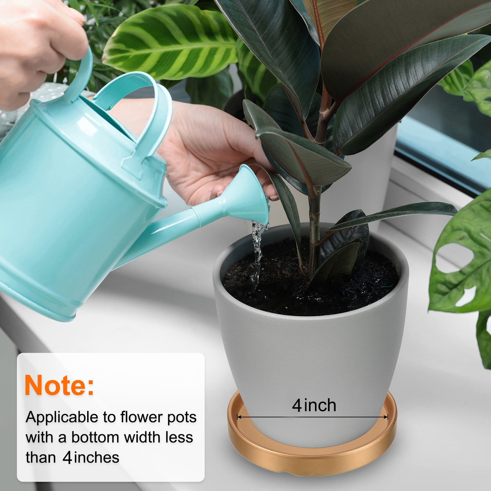 Uxcell Plant Pot Saucer, Ceramic Round Flower Planter Tray for Indoor, 5 inch Dark Blue 2 Pack