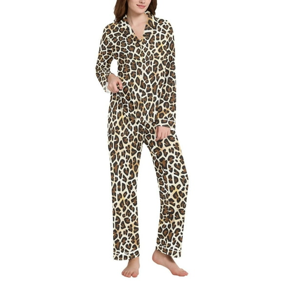 joogoo Pajamas Set for Women Leopard-d8 Long Sleeve Pjs Loungewear L