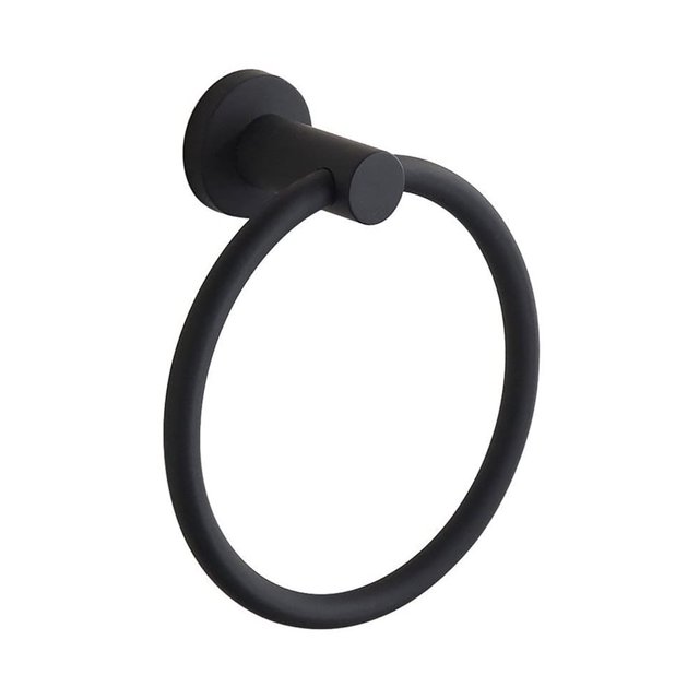 Stainless Steel Wall Mounted Bath Towel Ring Rack Holder Matte Black Paint Suitable For Bathroom