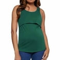 thumbnail image 2 of Abtuhar Maternity Summer Tops for Women,Pregnancy Maternity Shirts Blouse,Pregnancy Undershirts for Women Nursing Solid Casual Round Neck Sleeveless Tank Top,Green,L, 2 of 5