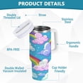 thumbnail image 4 of Cartoon Rainbow and Cloud Tumbler with Handle and Straw Lid 40 oz Insulated Vacuum Water Bottle Stainless Steel Travel Cup, 4 of 9