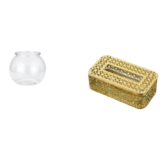 Acuario de escritorio,Pecera pequeña transparente,pecera,jarrón,mesa,Tanque de peces Contenedor de acuario transparente Hogar,Caja de pañuelos,Dispensador de pañuelos para baño