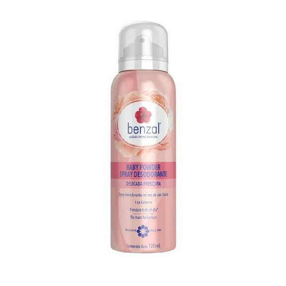 Desodorante íntimo Benzal femenino baby powder hipoalergénico en spray 120 ml