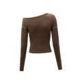 thumbnail image 4 of Camiseta de otoño para mujer, Tops con hombros descubiertos, Tops cortos ajustados para ir de compras SG, 4 of 7