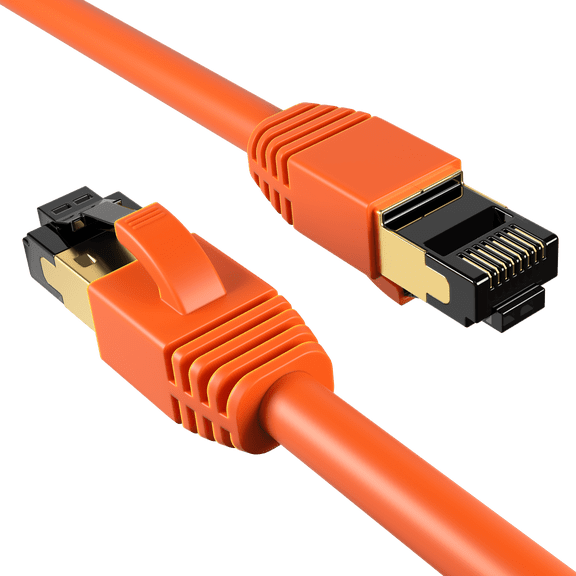Cat8 10FT Network Ethernet Patch Cable, 2000Mhz Internet Wire, For Router, Modem, PC, Laptop, TVs, Printer Cord, Consoles for Home and Office, Orange, Cables Direct Online