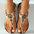thumbnail image 5 of Penkiiy Women's Sandals Beaded Flat Summer Shoes T-Strap Thong Bohemian Casual Dressy Sandals for Women 42 White, 5 of 7