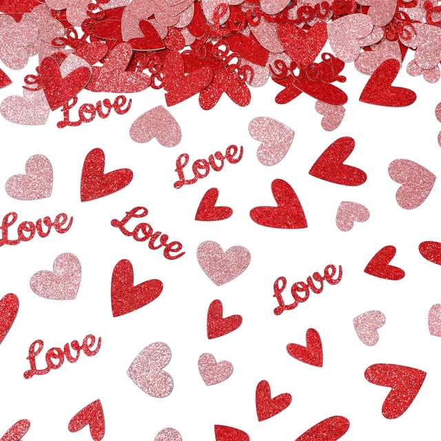 100 Pcs de Confettis en Forme de Cœur, 100 Pcs Cœurs d'Amour Rouges Pailletés Confettis/table Confettis Décorations d'Anniversaire Saint-Valentin